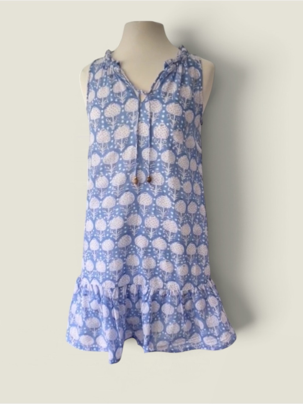 OLIPHANT KERACHI RUFFLE HEM BLOCK PRINT DRESS SIZE XS